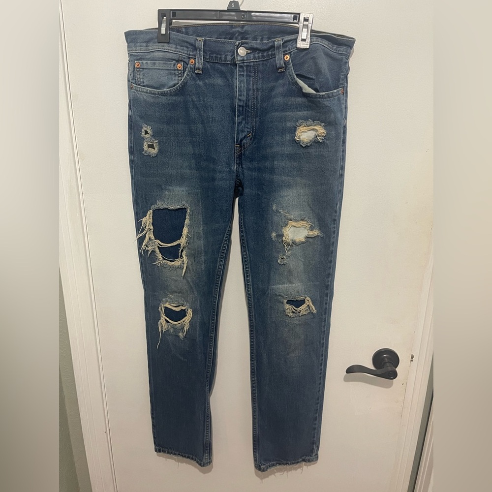 Levi's 511 Blue Straight Distressed Jeans.Sz 36X32